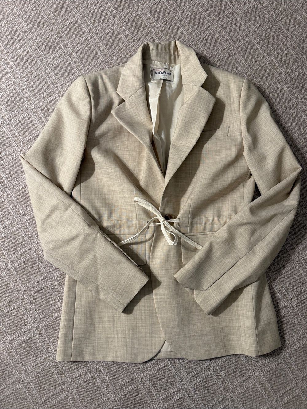 Zadig & Voltaire Défilé Beige Wool Drawstring Blazer FR 36 / US 4